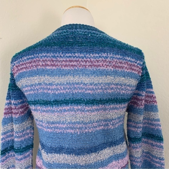 Vintage Partners Mervyn’s V-neck sweater stripe ombré Marked L fits like a Small - Picture 7 of 14